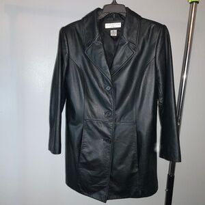 Preston & York Petites genuine leather button front coat Sz PP